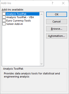 analysis toolpak excel 2016 for mac
